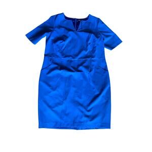 Mynt 1792 Sheath Dress Seamed Stretch Crepe Blue Womens Size 18